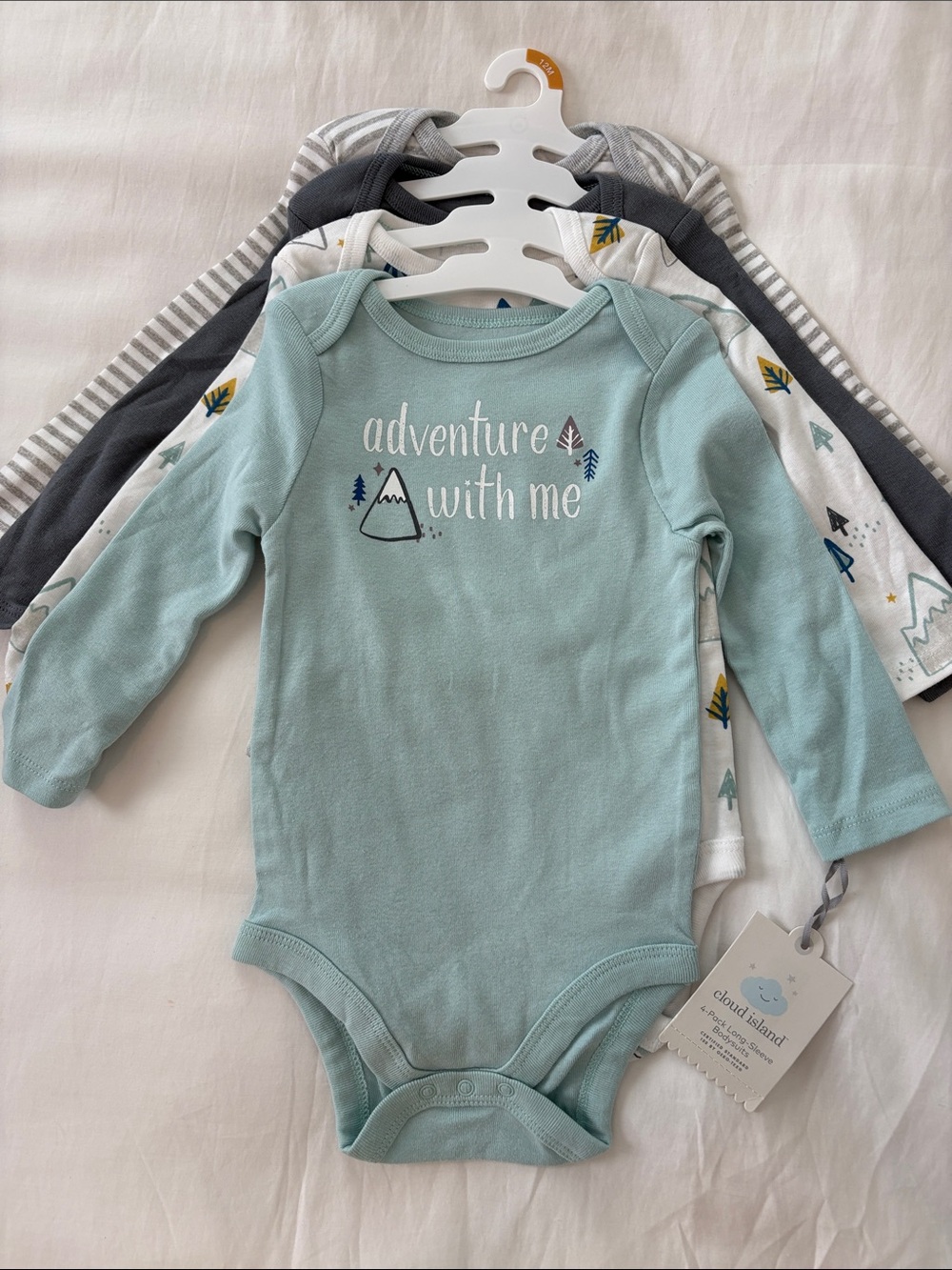 Cloud island 4pack of long sleeve onesies